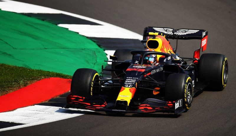 NORTHAMPTON, ENGLAND - AUGUST 09: Alexander Albon of Thailand driving the (23) Aston Martin Red Bull Racing RB16 on track during the F1 70th Anniversary Grand Prix at Silverstone on August 09, 2020 in Northampton, England. (Photo by Bryn Lennon/Getty Images)