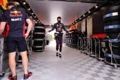 BUDAPEST, HUNGARY - JULY 18: Alexander Albon of Thailand and Red Bull Racing prepares to drive in the garage during qualifying for the F1 Grand Prix of Hungary at Hungaroring on July 18, 2020 in Budapest, Hungary. (Photo by Getty Images/Getty Images)